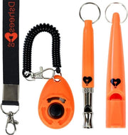 Set di addestramento per cani - Due flauti per cani e clicker con cordino per chiamata di ritorno e controllo del abbaiamento