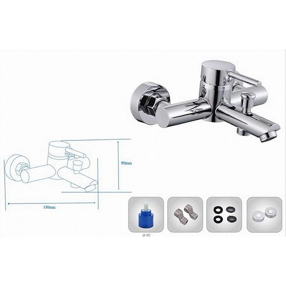 Trade Shop - Rubinetto Bagno Moderno Cromato Lucido Miscelatore Orientabile Per Vasca 87390 -