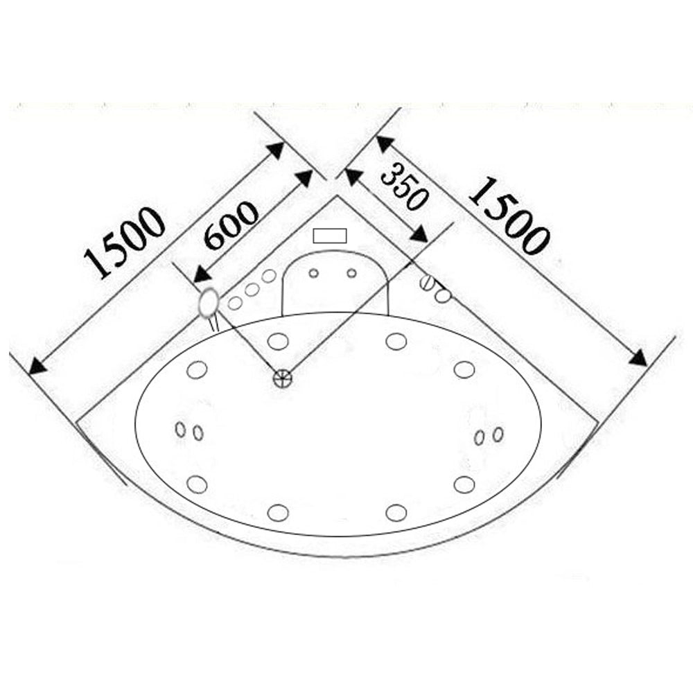 Vasca idromassaggio bianca 150 X 150 cm Cromoterapia 9 getti – Ginevra