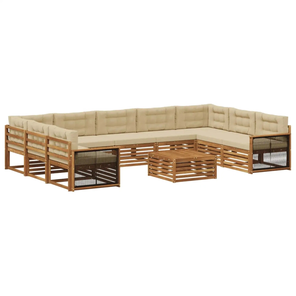 Set di divani da esterno 10 pz Naturale e Beige 3383866