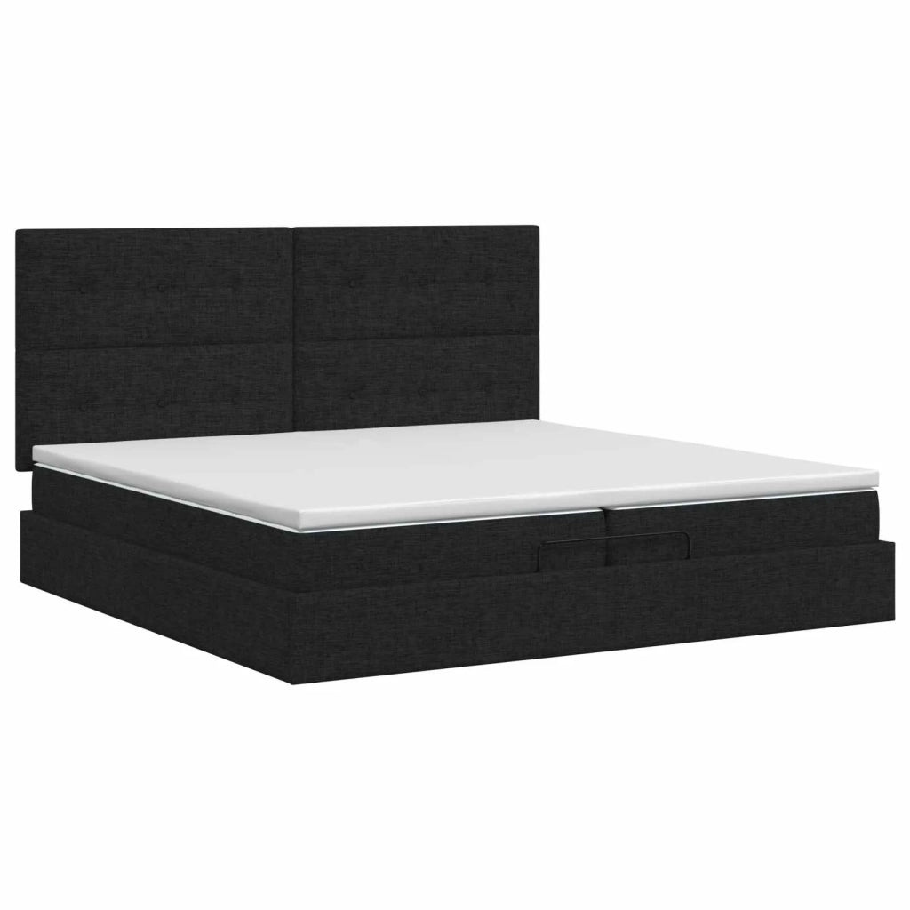 Letto ottomano con materasso Nero 200 x 200 cm Tessuto 3457517