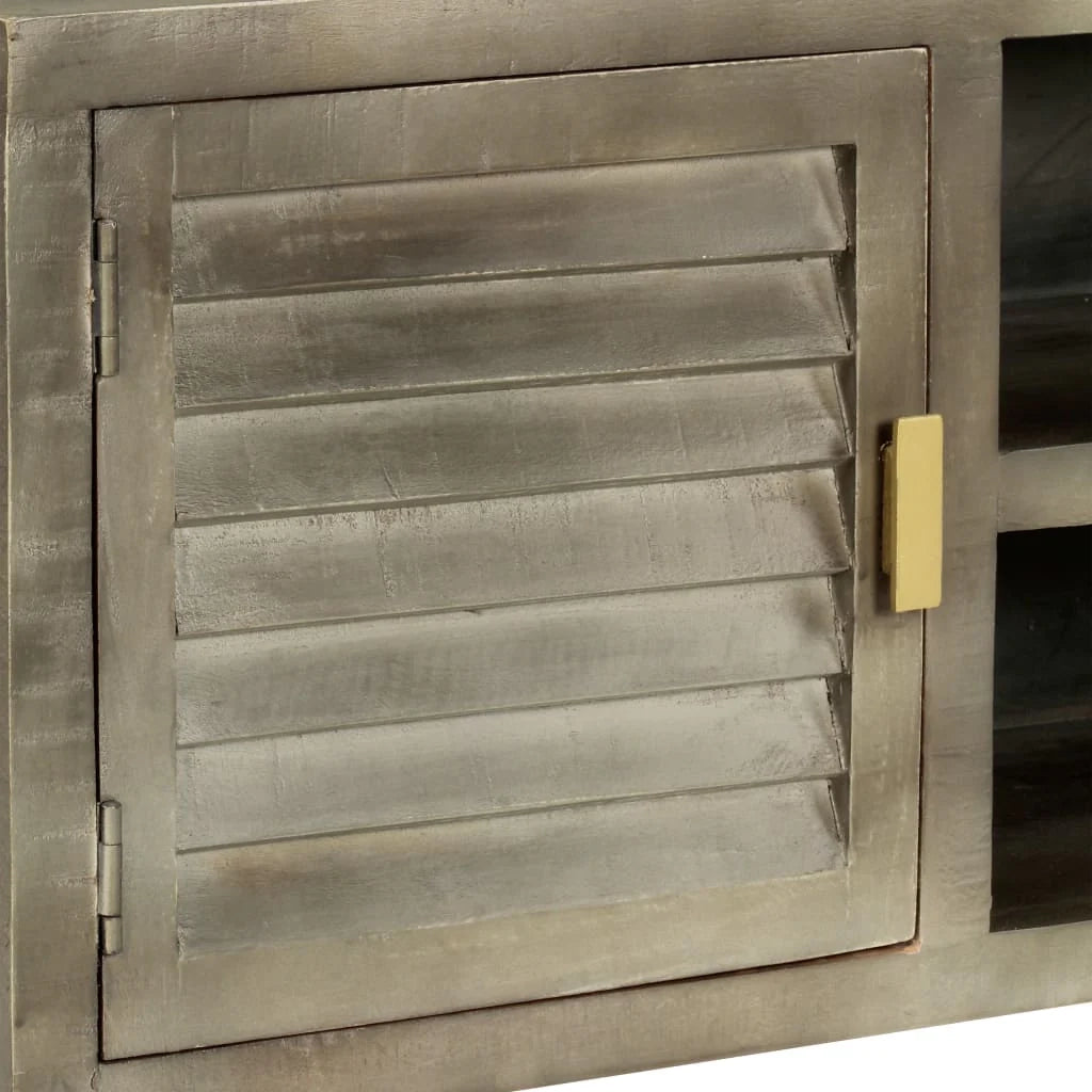 Mobile TV/credenza design pratico legno massello di mango grigio con dettagli in ottone 110 cm 2502186/2