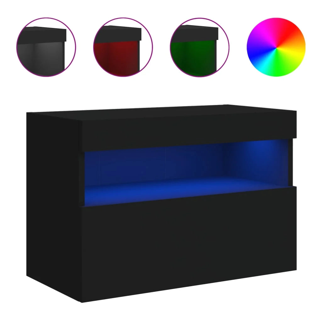 Mobile TV multimediale scaffale TV credenza mobile TV sala da pranzo soggiorno camera da letto montaggio a parete con luci LED 60 x 30 x 40 cm nero 02_0027900