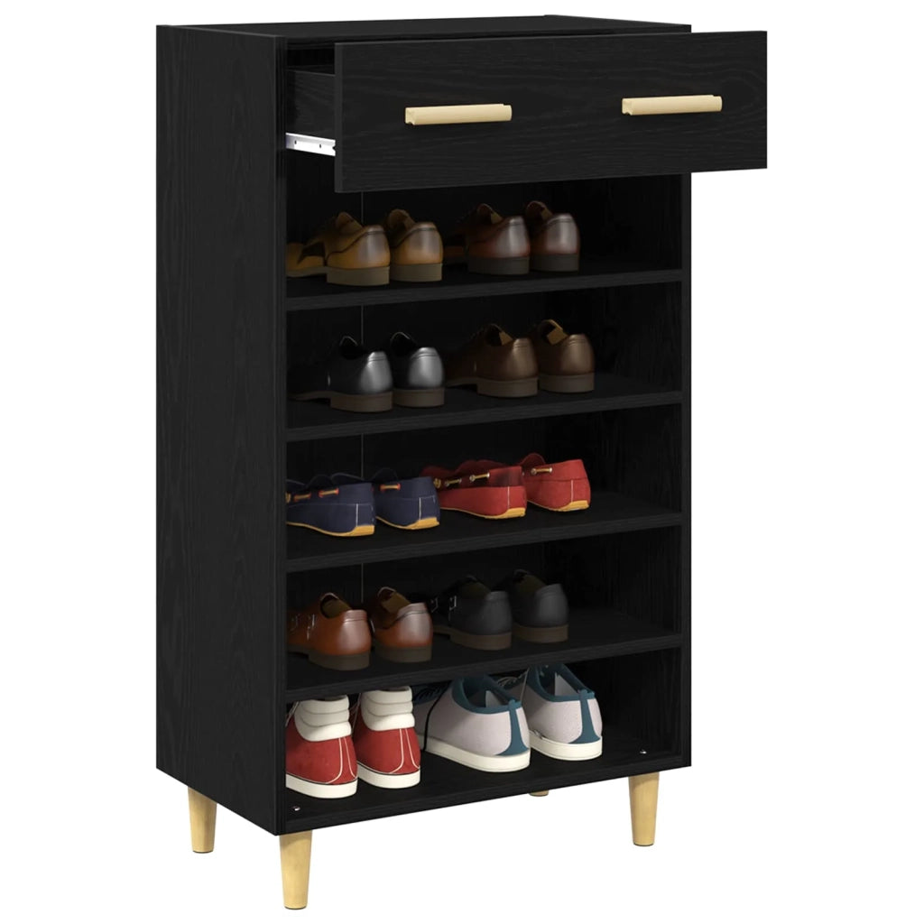 Mobile per scarpe con cassetto Rovere Nero 60 x 35 x 105 cm 8004212