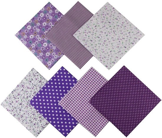 Sette pezzi di stoffa in cotone 50 x 50 cm quadrati di patchwork per cucire, coprire letti, decorare, fare artigianato, stoffa in cotone 100% con diverse immagini.