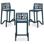 Set 3 sgabelli in polipropilene TETI altezza seduta 65cm, impilabile, idrorepellente, resistente ai raggi UV, design moderno e innovativo, ideale per la cucina, la veranda o giardino colore Petrolio