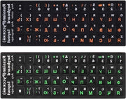 Etichette per tastiera Russo-Inglese Pack 2 Bilingue di Sostituzione - Background Nero 1 Verde 1 Arancione