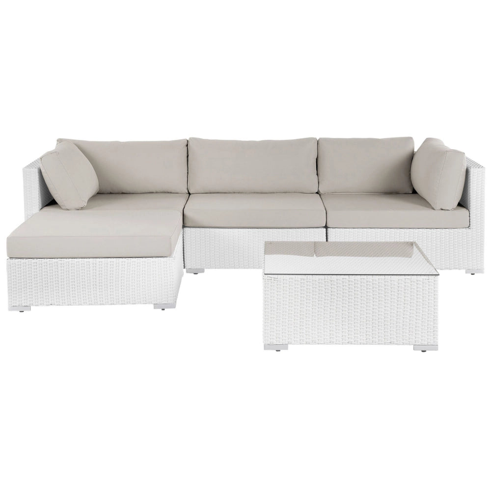 Set da giardino modulare in rattan bianco lato destro modulare a 4 posti