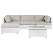 Set da giardino modulare in rattan bianco lato destro modulare a 4 posti