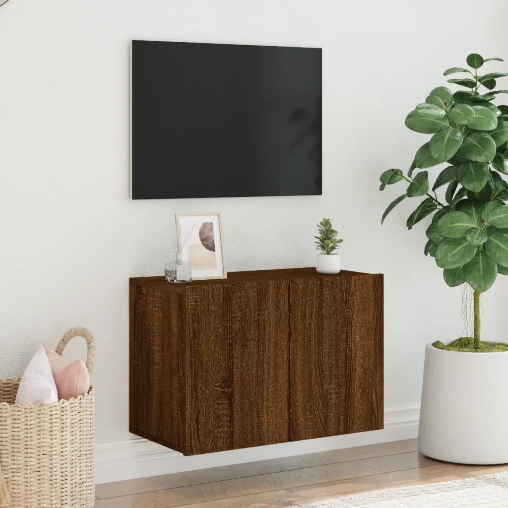 Mobile TV a Parete-Mobile TV a Muro Rovere Marrone 60x30x41 cm