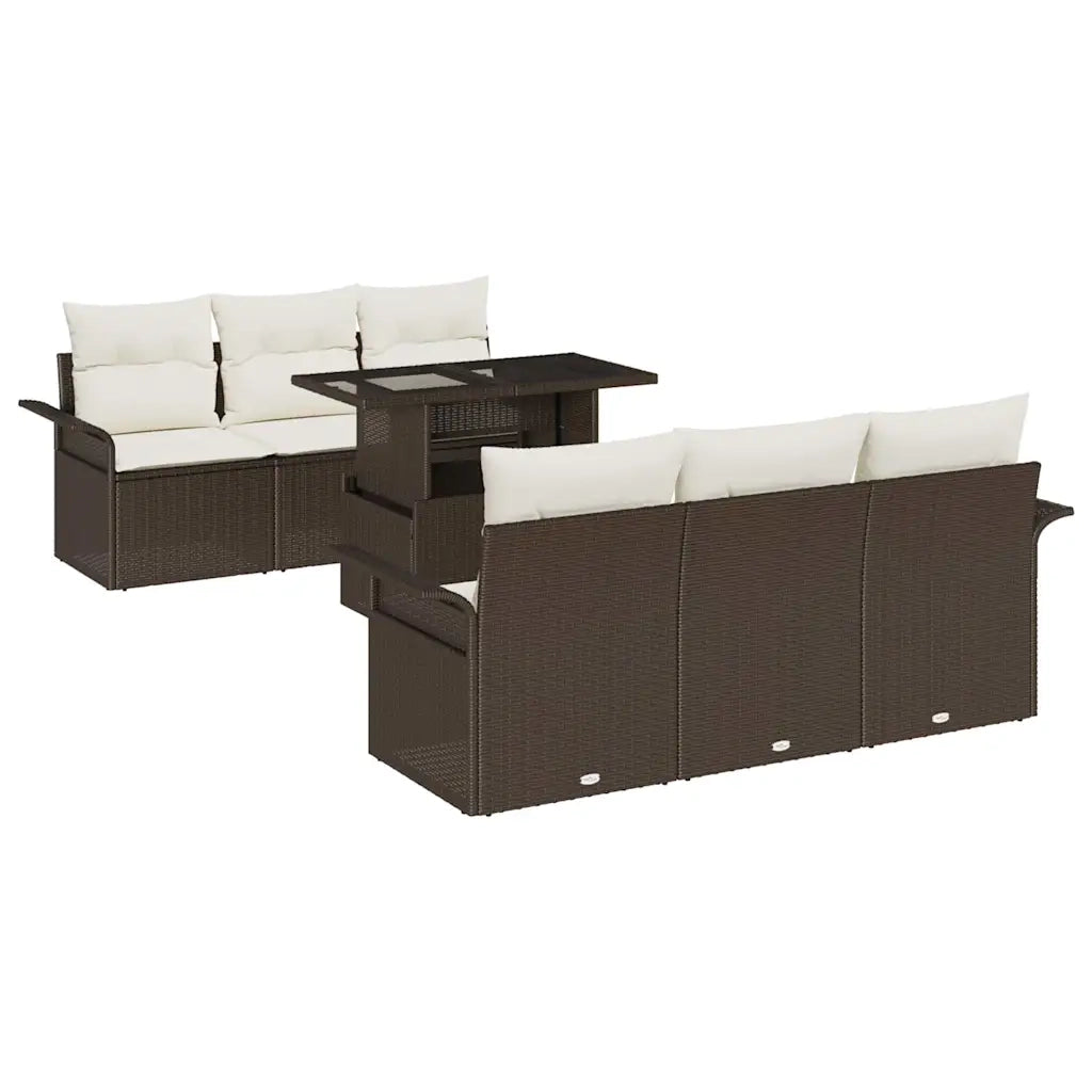 Set Divano da Giardino con cuscino 7 pcs Marrone polyrattan 3348204