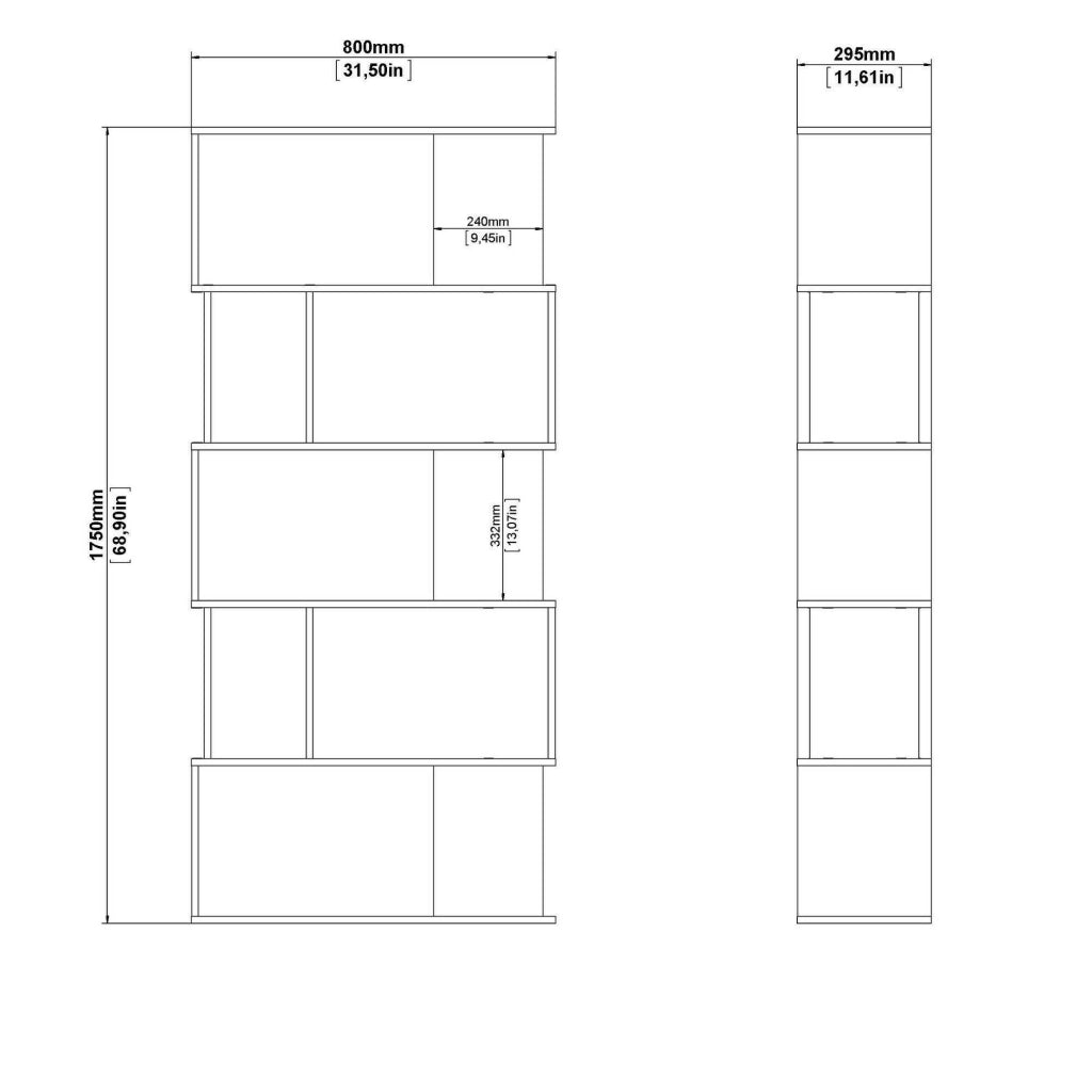 Biblioteca Arg, Libreria 4 Ripiani, 29.5x80x173.5h cm Marrone