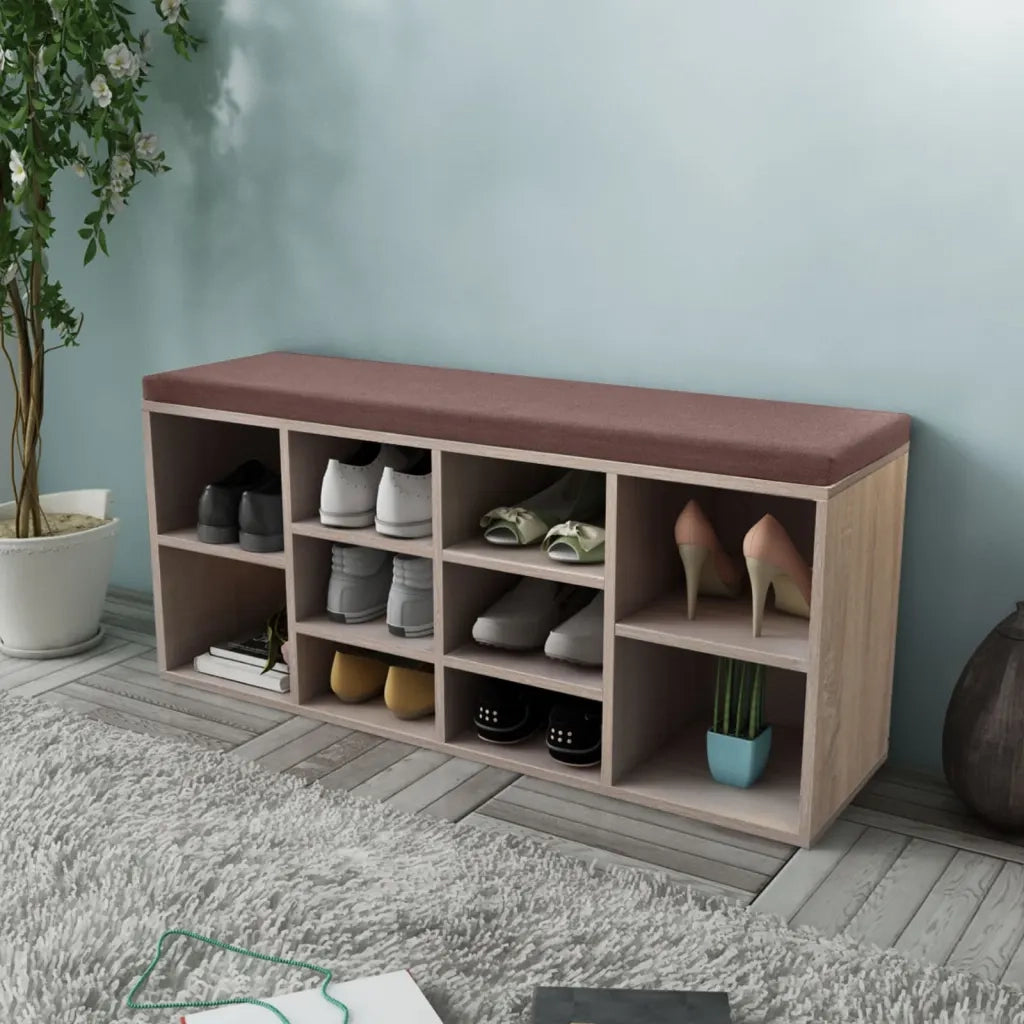 Panchina con Scarpiera con 10 Scomparti-Mobile per scarpe Colore Rovere
