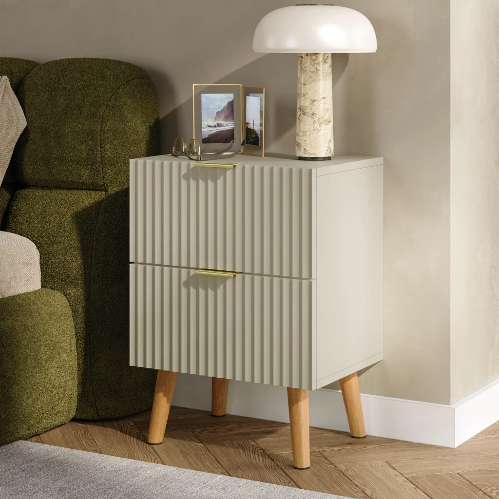 Comodino Nand con 2 Cassetti 55x40x30 cm color Sabbia [en.casa]