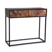 Mobile Consolle Legno Jaipur Naturale Top Nero cm 90x36h80
