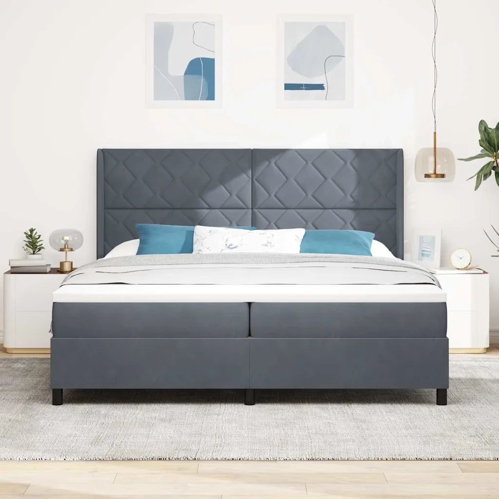 Letto a molle con strisce LED Grigio scuro 200 x 200 cm Velluto 3343941