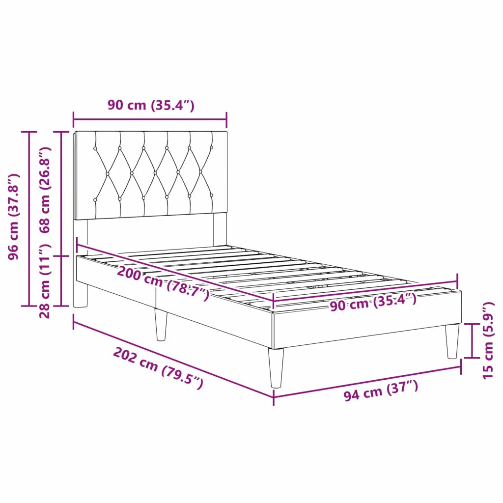 Struttura del letto Grigio Chiaro 90 x 200 cm Velluto 42027637