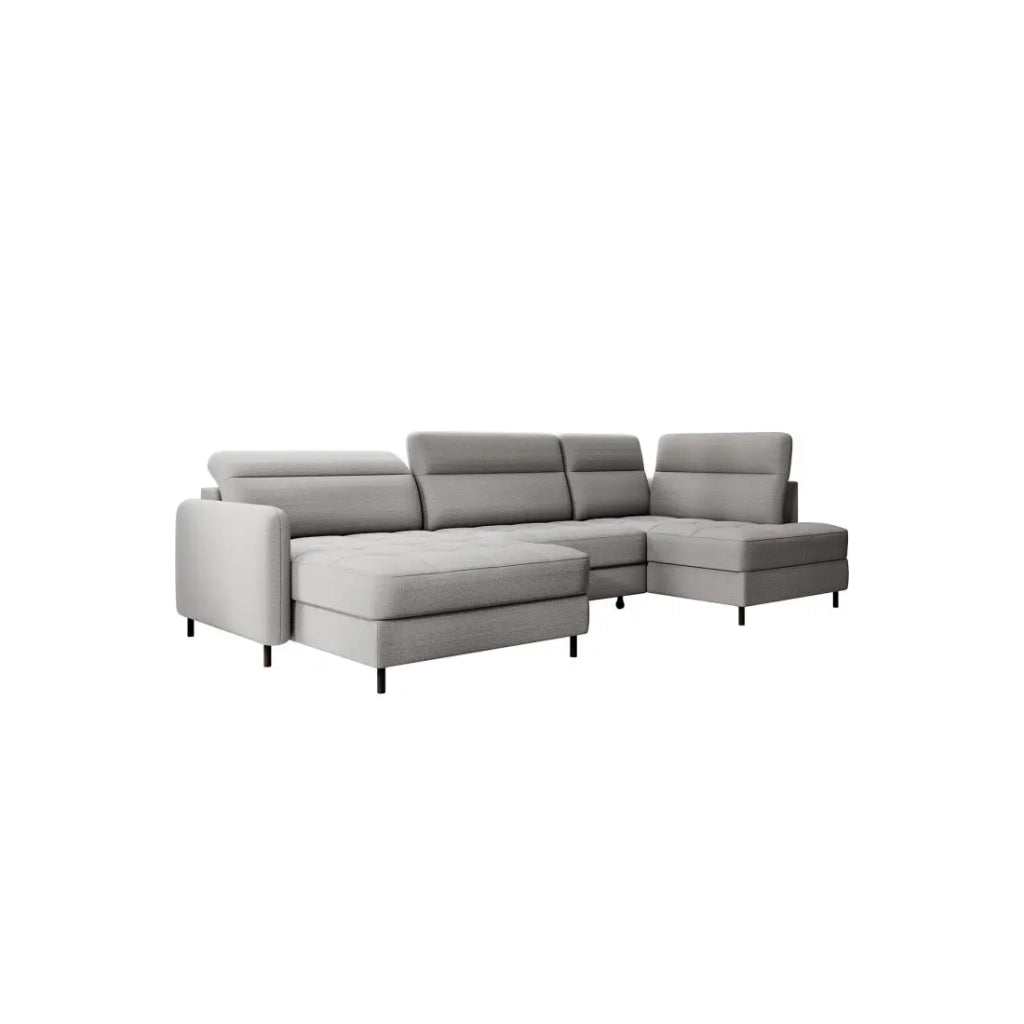 Divano angolare convertibile BERTHO 306 cm grigio – Angolo sinistro con contenitore