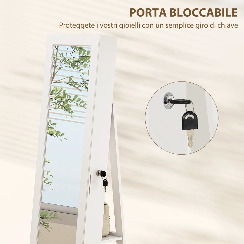 Specchio Portagioie 3 in 1 ¨C Zephmum ¨C Bianco 55x55x161 cm