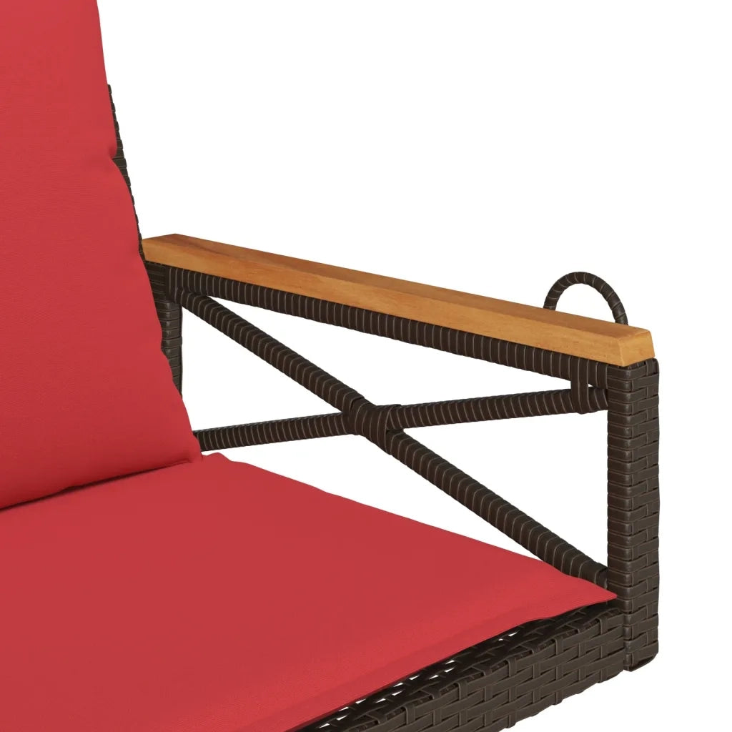 Panchina Dondolo con Cuscini Marrone 63x62x40 cm in Polyrattan