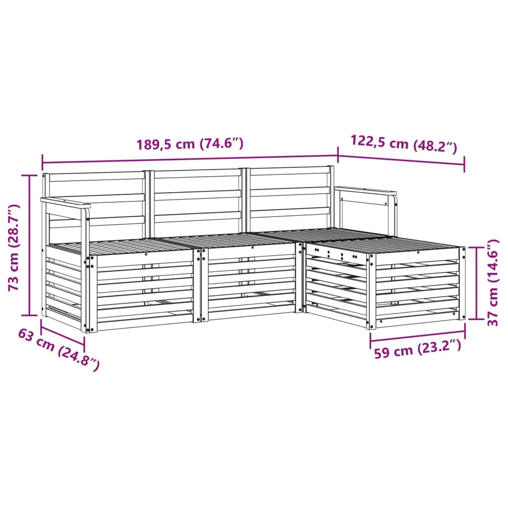Set divani 4 pcs Naturale Legno di Acacia Massello 3374594