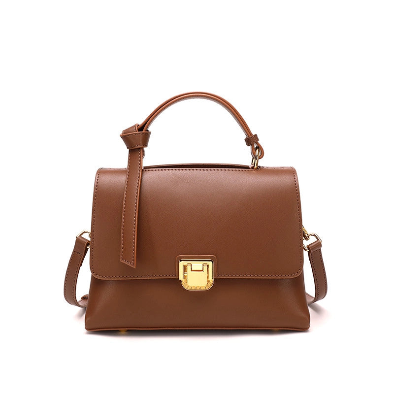 Borsa a tracolla da donna in vera pelle, stile vintage, marrone.