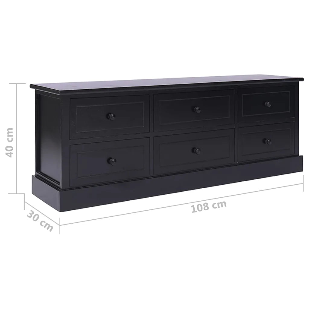 Mobile Porta TV Nero 108x30x40 cm in Legno di Paulownia 338528