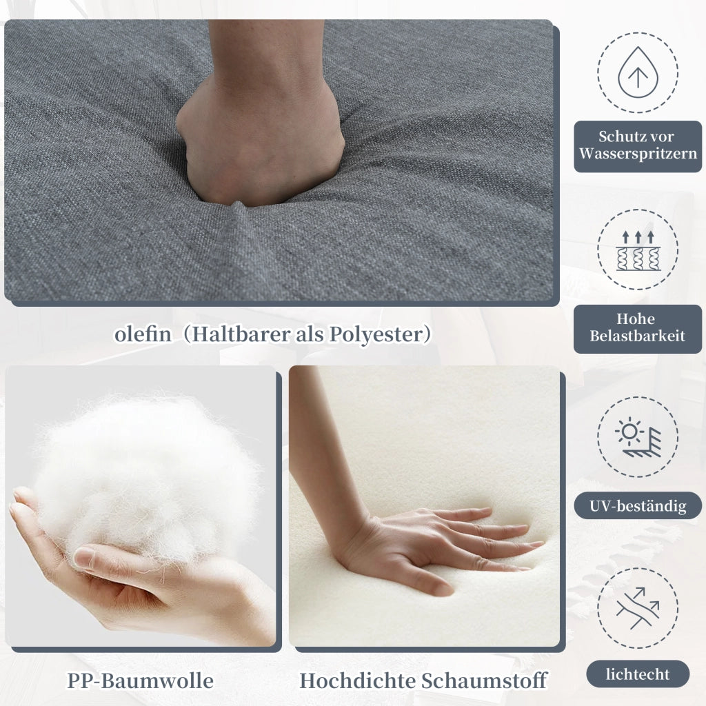 OKWISH Set da 6 Pezzi da Giardino con Sedute e Tavolino, Cuscini Inclusi, Piedini Regolabili, Olefina Grigia