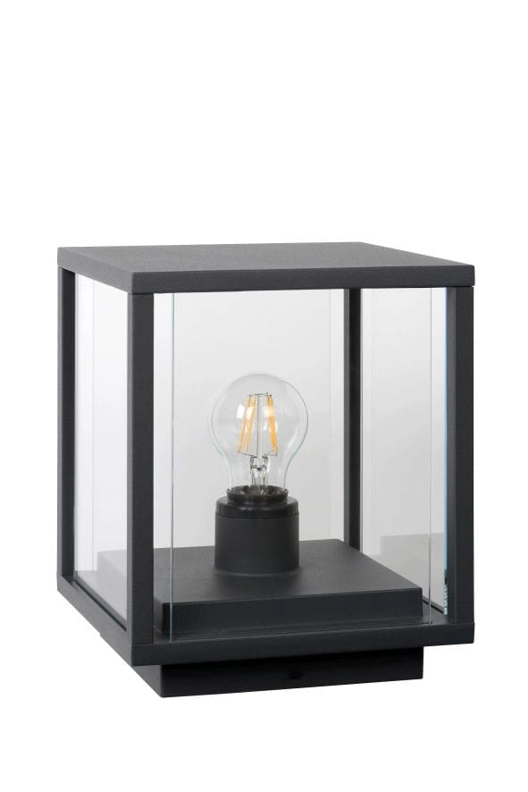 Lampada paletto esterno Lucide Claire E27 IP54 nera vetro