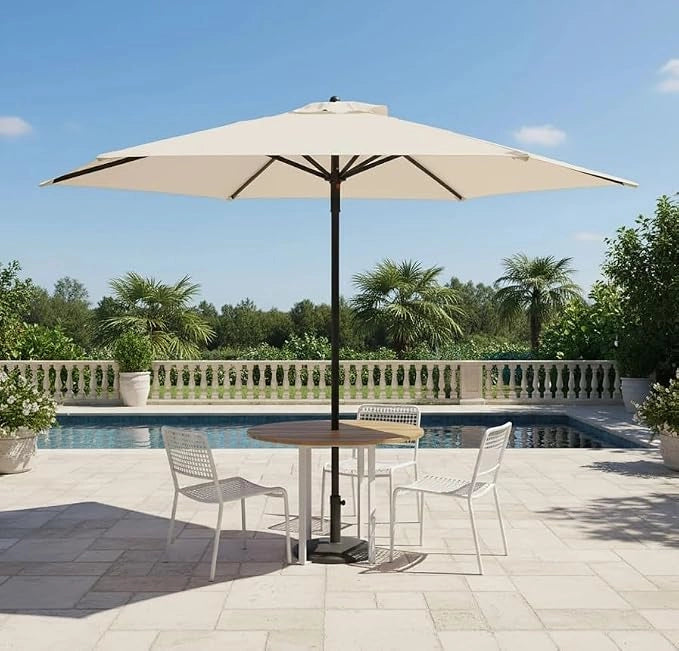Ombrellone da Giardino Ø230 cm Colore Ecru con Struttura in Acciaio e Telo Impermeabile in Poliestere