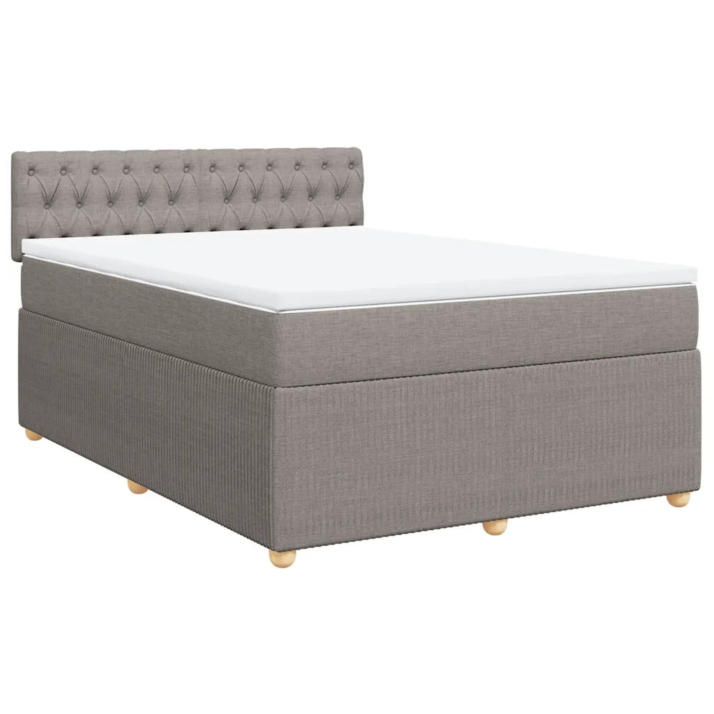 vidaXL Giroletto a Molle con Materasso Tortora 140x190 cm in Tessuto