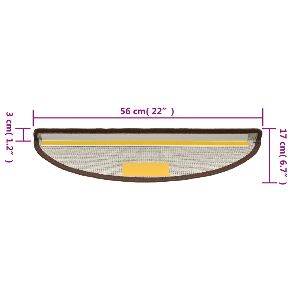 Tappetini per scale 15 pz 56x17x3 cm Marrone caffè Semicircolari 133880