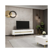 Mobile porta Tv 3 ante Jose 180x42x50h bianco particolari oro