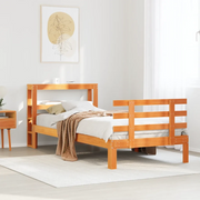 Giroletto con Testiera Marrone Cera 75x190 cm Massello Pino 3306122