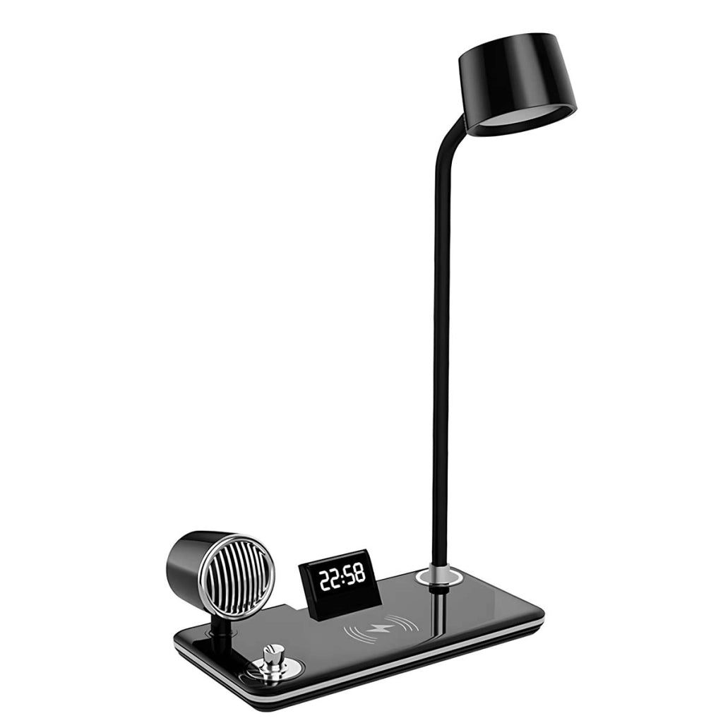 Lampada da tavolo LED 3 in 1 con altoparlante Bluetooth e stazione di ricarica Nero Avizar