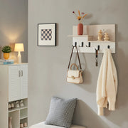 Appendiabiti a Parete Botaruvn con Ripiani e Ganci Doppi 34 x 59 x 13 cm - Beige / Bianco [en.casa]