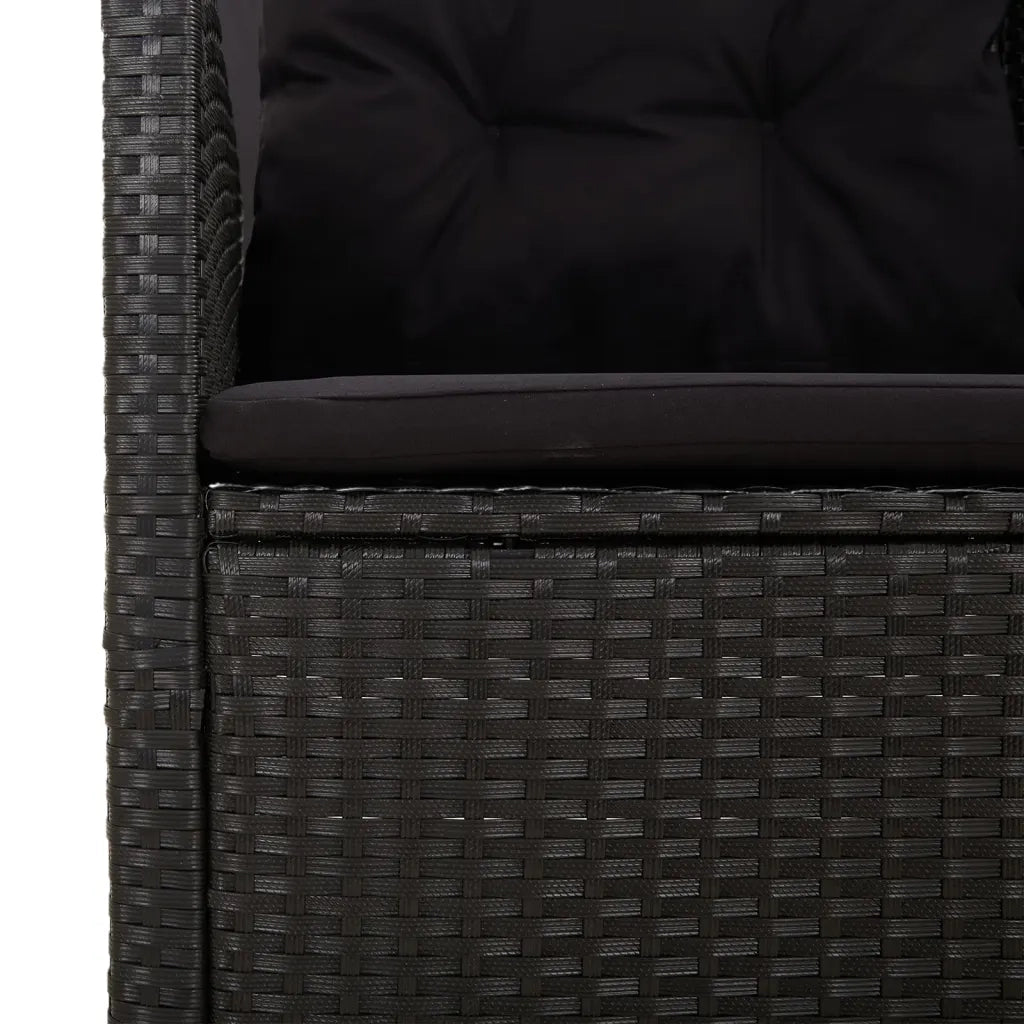 Panca da Giardino Reclinabile con Cuscini-Sgabello-Panca da esterno 173cm Polyrattan Nero