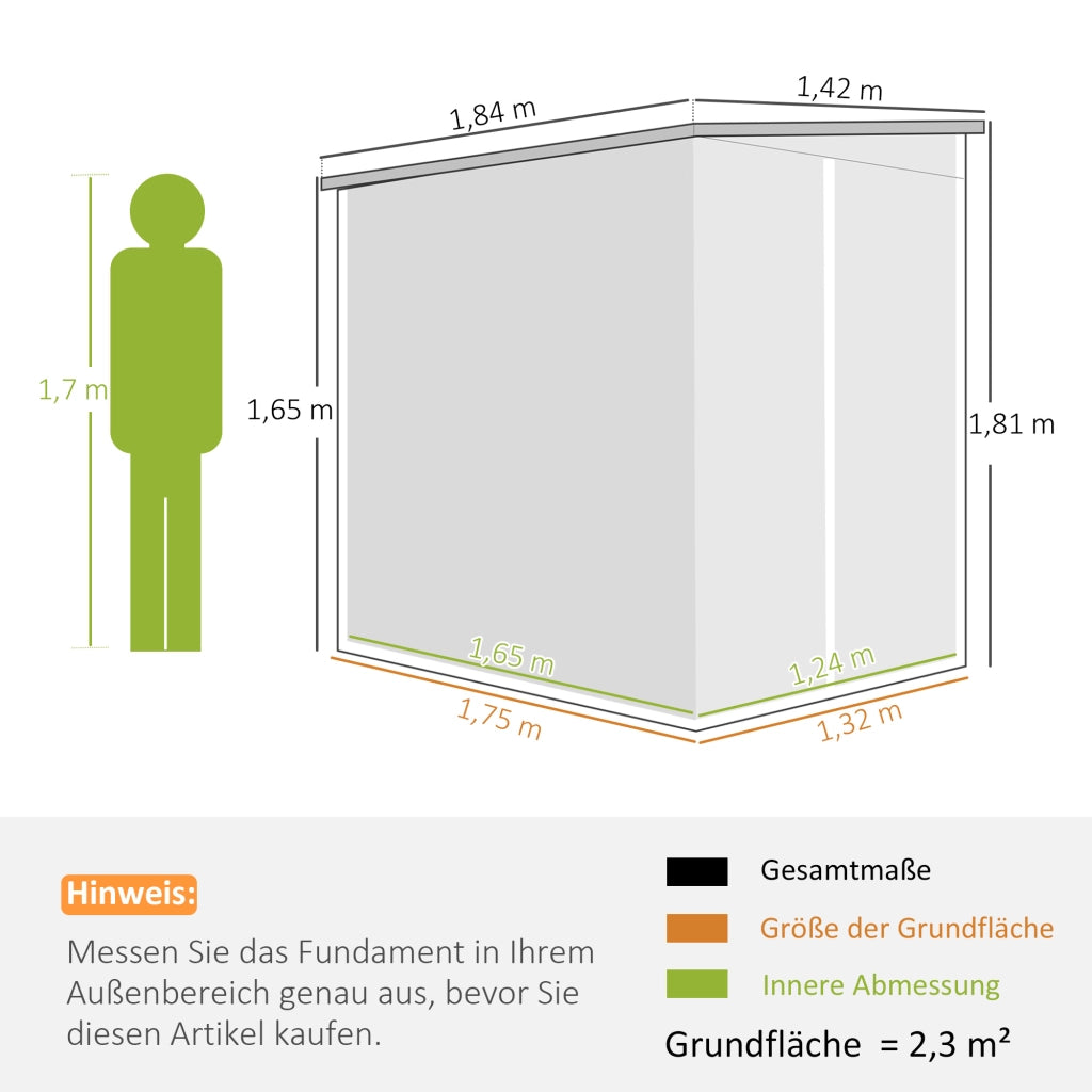 Capanno da Giardino in Metallo ¨C Zephmum ¨C Grigio 142x184x165/181 cm