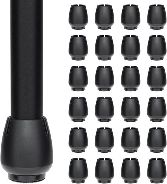 24 Pezzi di Protezione per Gambe di Sedia con Pizzo Antiscivolo - Protezioni per Gambe di Sedia - Protezioni per Gambe di Sedia - Protezione per Pavimento - Rond - 17-22mm (Nero)