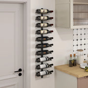 Porta bottiglie da parete per 10 bottiglie di vino in acciaio nero