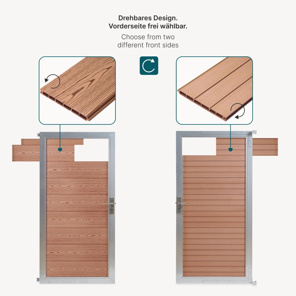 Cancello da Giardino Pedonale Segovia 90x180 cm Porta per Recinzione con Serratura - Marrone NEU.HOLZ