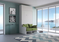 Letto Una Piazza E Mezzo A Scomparsa 120 Kentaro Con Divano E Pensile Bianco Frassino e Verde