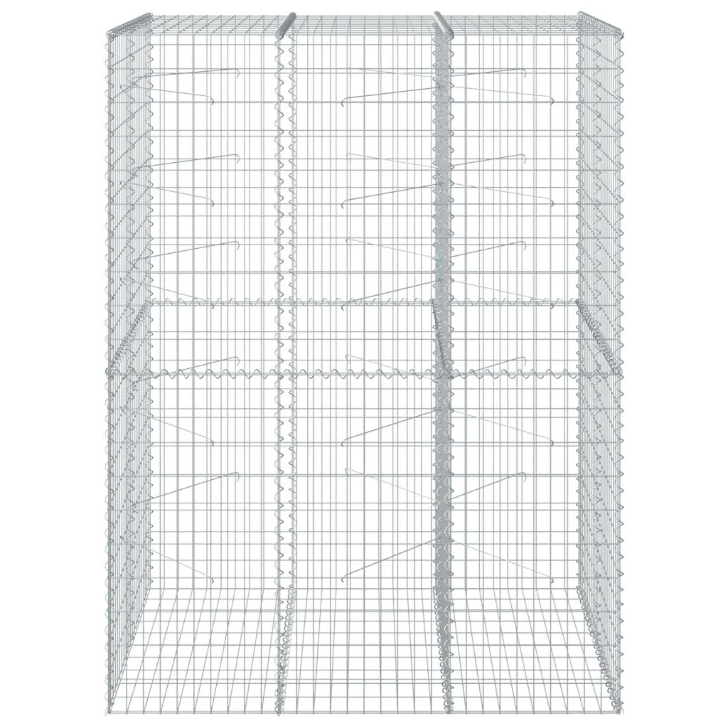 Cesto Gabbione con Copertura 150x100x200 cm in Ferro Zincato 3295226