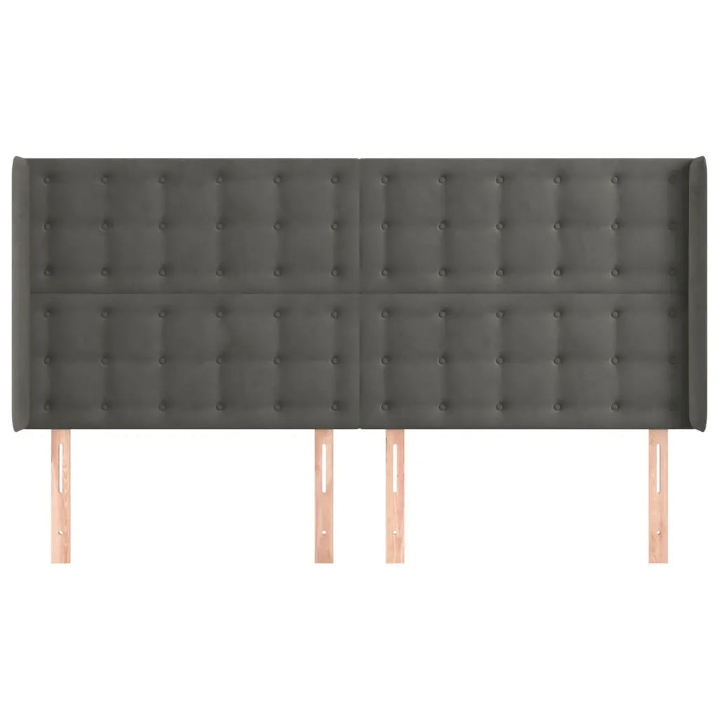 Testiera ad Orecchio-Testata con Orecchie GrigioScuro 163x16x118/128cm in Velluto 287147