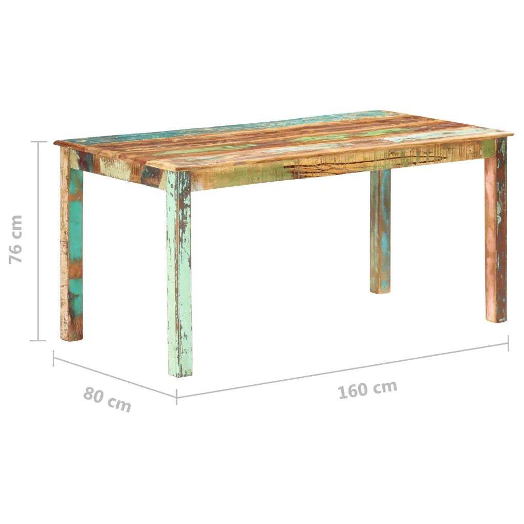 Tavolo da Pranzo in Legno Massello di Recupero 160x80x76 cm 285931