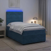 Letto Box Spring LED con Materasso Blu 120 x 200 cm Velluto 3456051