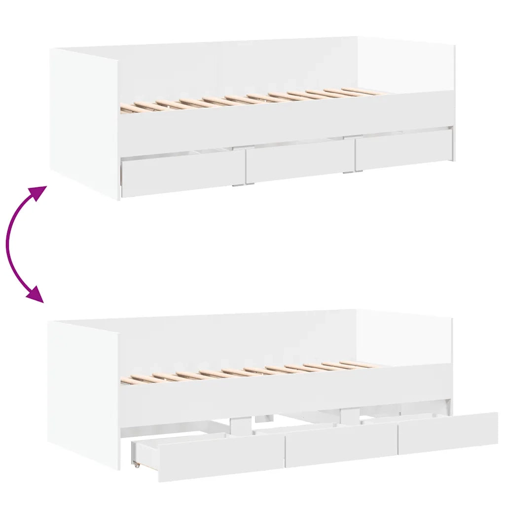 Divano Letto con Cassetti senza Materasso-Sofa Letto-Daybed Bianco 100x200 cm 428710