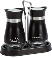 Set di contenitori per sale e pepe in vetro e acciaio inossidabile con set di grattugiatori per sale e pepe - Accessori da cucina - Osservatorio per erbe aromatiche per viaggi, camper, BBQ