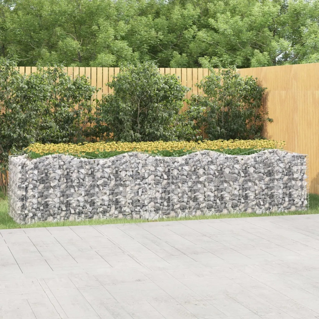 Gabbione ad Arco con Letto Rialzato 400x100x100cm Ferro Zincato 153555