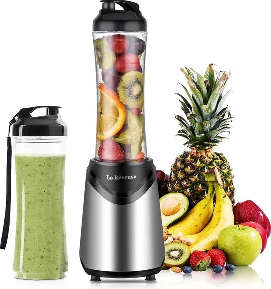 Blender professionale - 550ml capacità - 2 borracce trasportabili BPA libere - 300W di potenza - 4 lame in acciaio inossidabile - ABS -